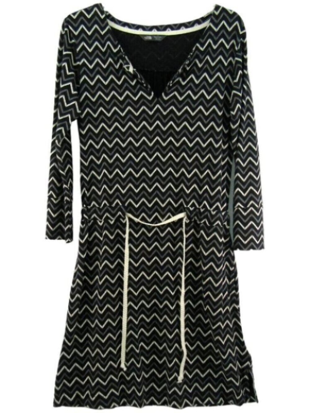 The North Face Starrett Dress Black Gray Chevron Zig Zag Size S Long Sleeve